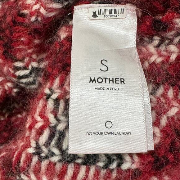 MOTHER The Boat Square Leopard Print Sweater Size Small Red Baby Alpaca Blend - Picture 8 of 13